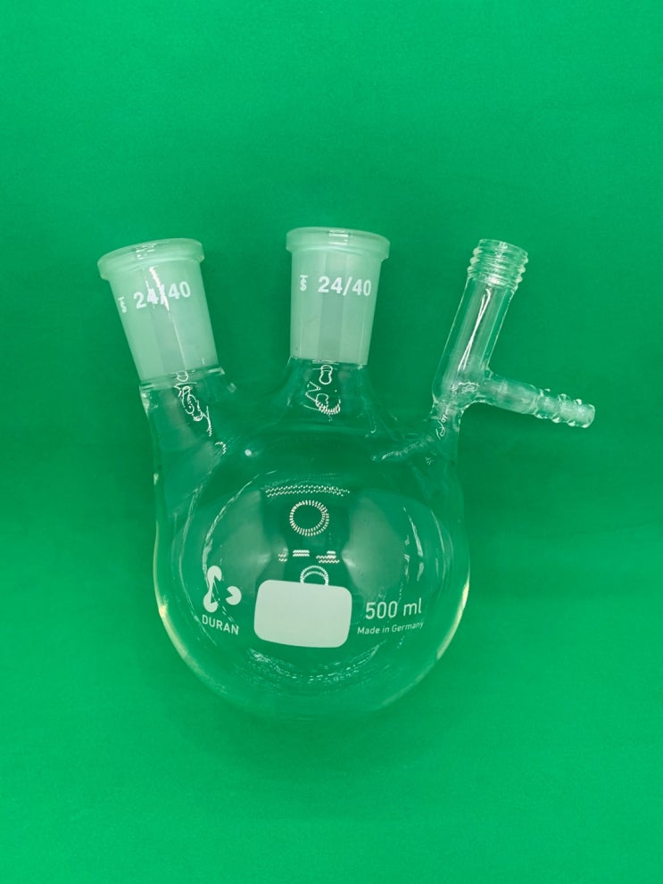  초자 슈링크 밸브 3구 플라스크 500ml ( flask, 3necks Schlenk valve )