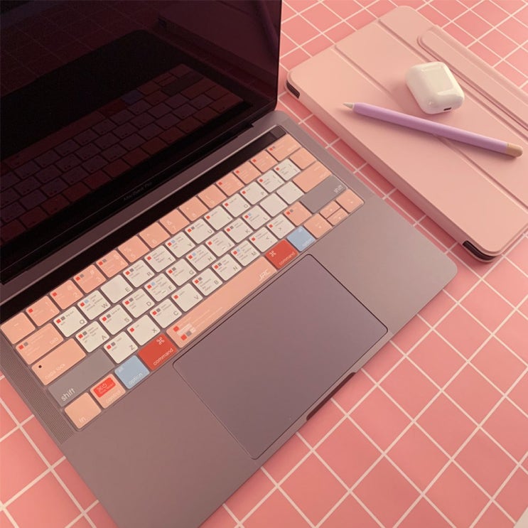 아카빌라 맥북 에어 프로 13 15인치 자판 덮개 단축키 키스킨, 1개, 에어 13인치(A1369/A1466) - 핑크