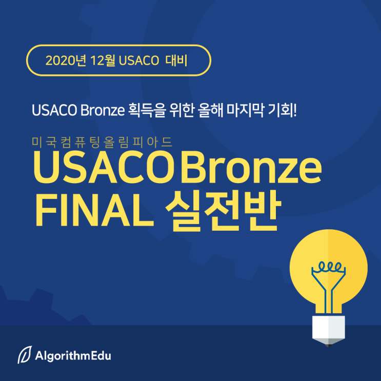  [알고리즘에듀] USACO Bronze FINAL 실전반 개설 안내