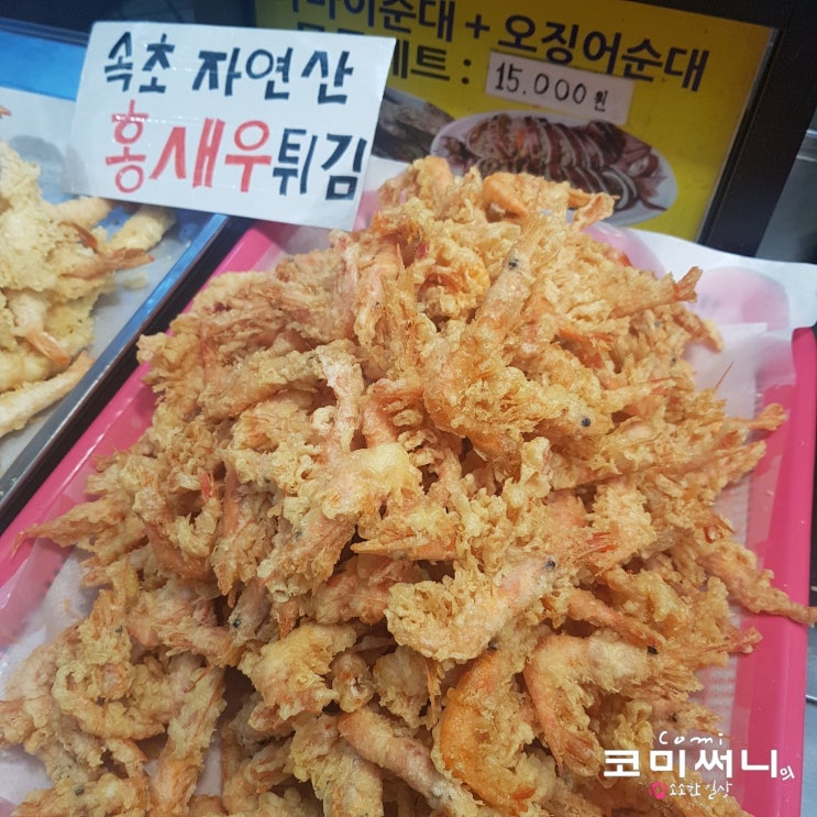 속초관광수산시장 속초 중앙시장 먹거리 (원조 감자 전/속초 새우 아저씨 튀김 맛집/미원 수산 활어회센터)