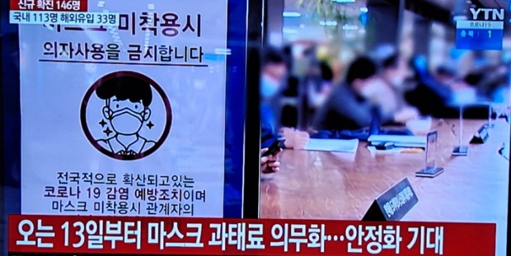 마스크 의무화 과태료 시행  13일부터 미착용시 벌금 10만원