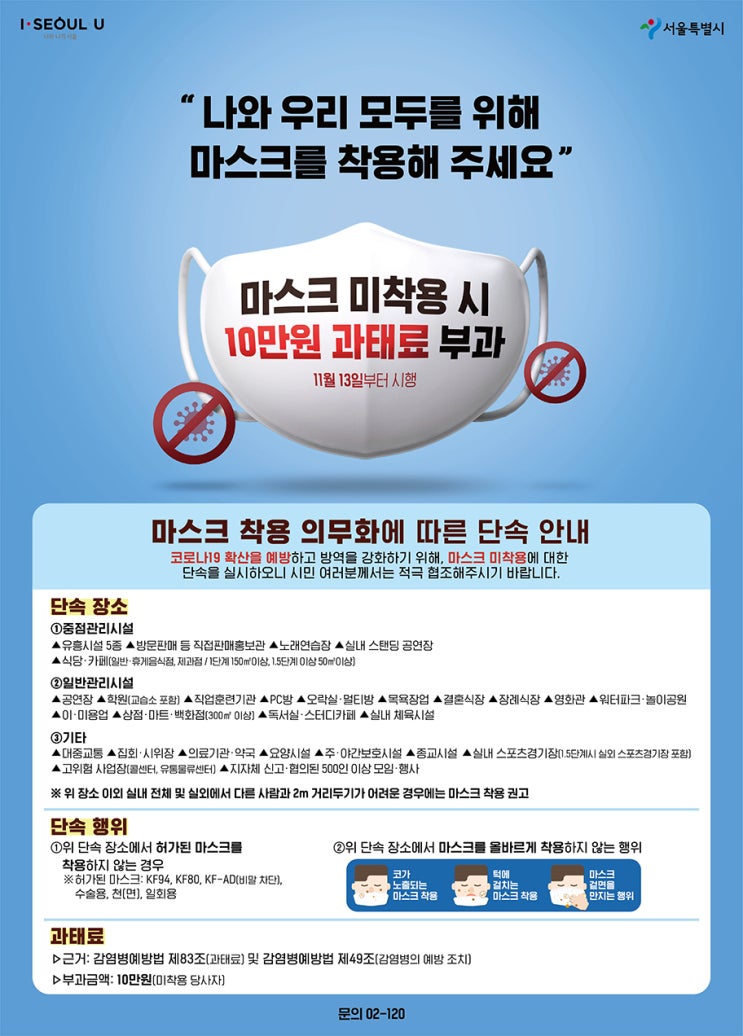  오늘부터 마스크 의무화로 안 쓰면 과태료 10만 원