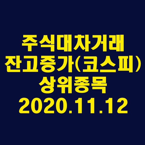  주식대차거래 잔고증가 상위종목(코스피)2020.11.12