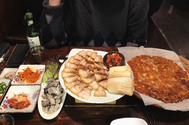  상봉술집 장수만세 굴보쌈 김치전 조합 추천 중랑구보쌈