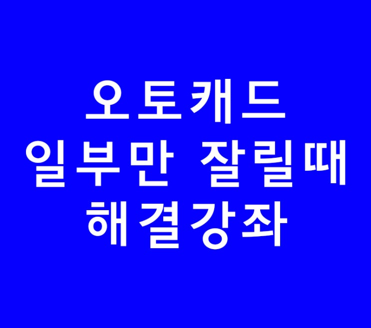 실내인테리어학원 오토캐드 일부만 잘릴때 해결강좌