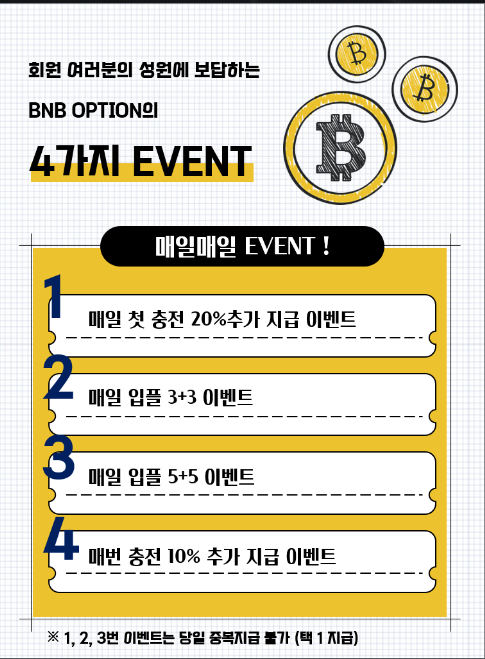  BNB옵션 E.V.E.N.T 3+3,5+5입플,매충 바이낸스,오안다
