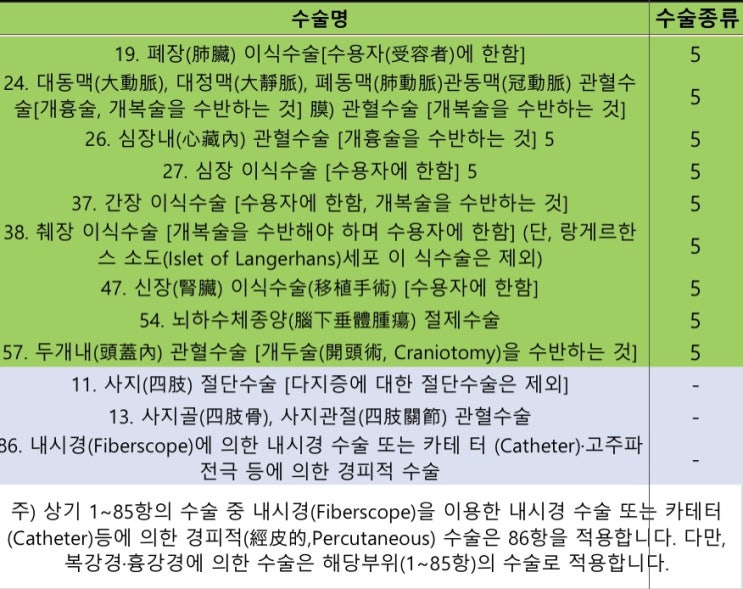  [보상상식] 1-5종 수술의 종류