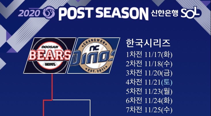 2020프로야구 한국시리즈 - 두산 vs NC 그 주인공은 누가? 11/17부터 시작, 경기일정, 경기방법,고....