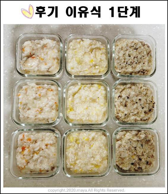  후기밥솥이유식1단계: 소고기우엉파프리카무른밥, 소고기들깨양송이버섯무른밥, 닭고기귤무밤무른밥