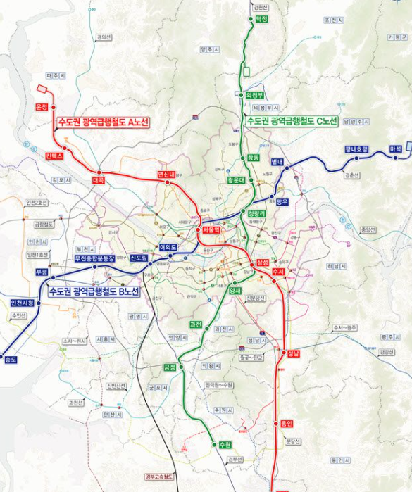 [GTX 노선] 수도권 광역급행철도 ( ABC 노선도 )