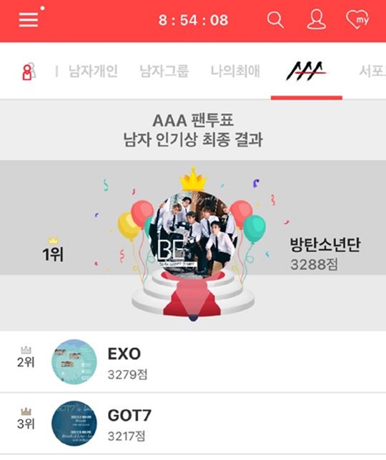 방탄소년단→임영웅, ‘2020 AAA’ 최애돌 인기상 수상 확정 다이너마이트 가사