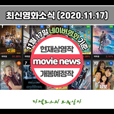 금주 최신개봉영화순위 및 예매율 (2020.11.17 기준)