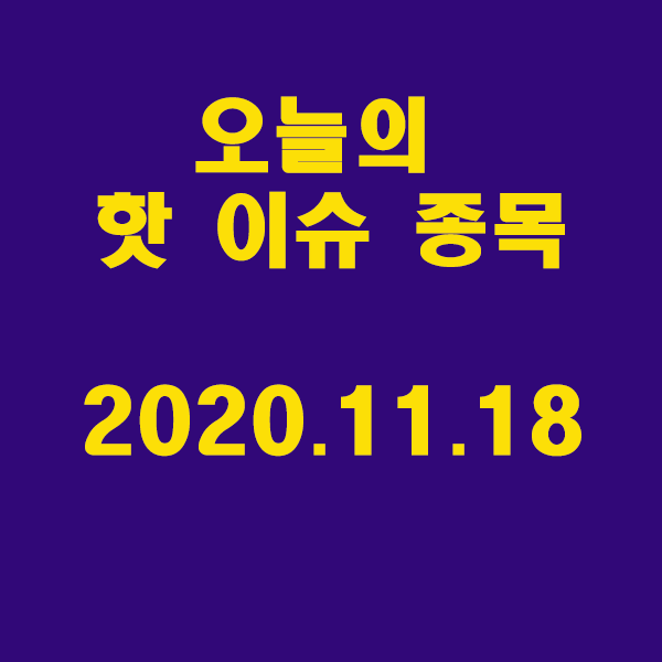 오늘의 핫 이슈 종목, 2020.11.18