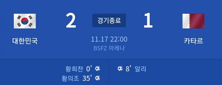  환상 듀오 손흥민 황의조의 활약(한국 카타르 축구 친선경기 리뷰)