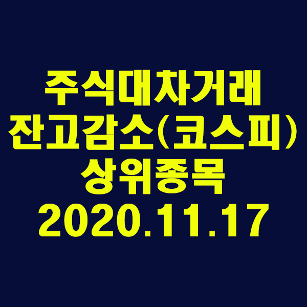  주식대차거래 잔고감소 상위종목(코스피)/2020.11.17