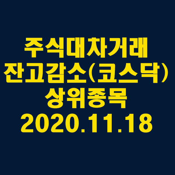주식대차거래 잔고감소 상위종목(코스닥)/2020.11.18