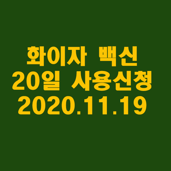  화이자 백신 20일 사용신청…/2020.11.19