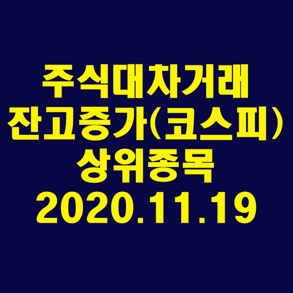 주식대차거래 잔고증가 상위종목(코스피)/2020.11.19