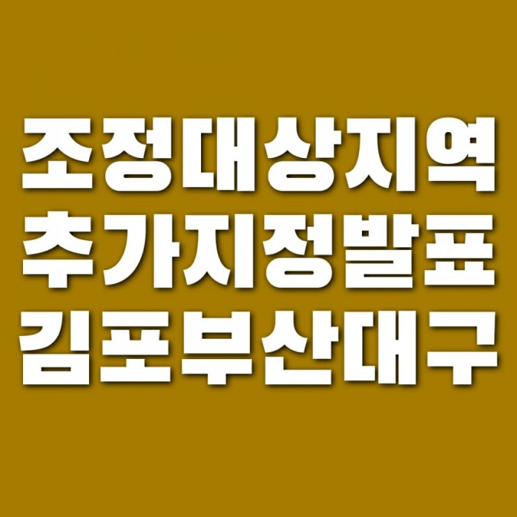 김포, 부산 해운대구 수영구 동래구 남구 연제구, 대구 수성구 조정대상지역 지정!!