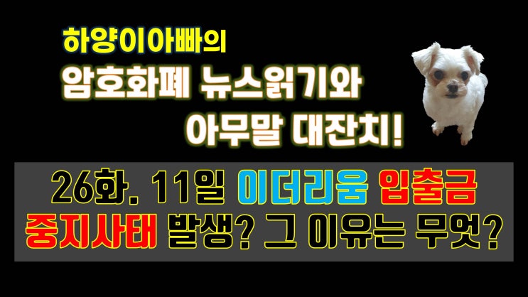  [아무말대잔치] 26화. 11일 이더리움 입출금 중지사태 발생? 그 이유는 무엇?