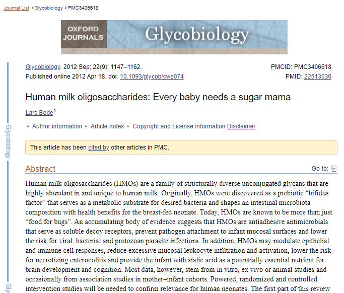 Glycobiology Paper on HMO (2012)