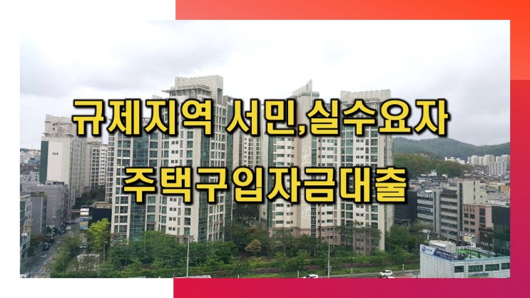 서울,경기,인천 규제지역 서민,실수요자 주택구입자금대출 규제 완화 내용 안내(금리비교전문상담사)