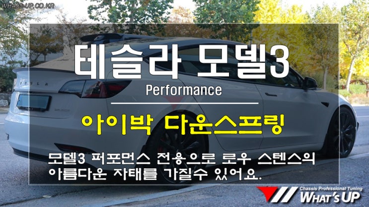  인천튜닝/Whats-UP.co.kr/ 테슬라 모델3 퍼포먼스 아이박 다운스프링 장착