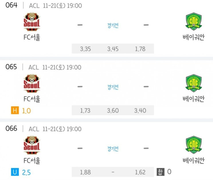 2020.11.21 ACL 아시아 챔피언스리그 조별리그 FC서울 베이징궈안