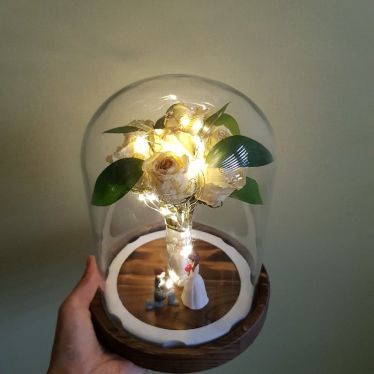 LED 부케 만들기 선물 유리돔 말린부케 꽃 무드등 만들기(부케 말리기, 무드등 만드는 과정)