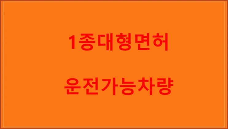  1종대형면허 운전가능차량
