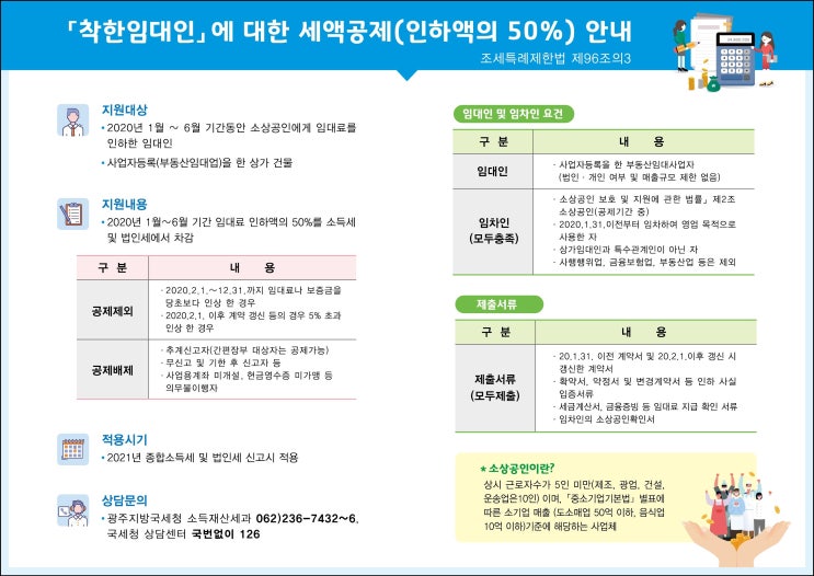  착한임대인에 대한 세액공제 안내(광주지방국세청)
