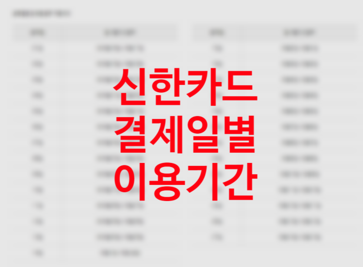 신한카드 결제일별 이용기간 (결제일 변경하는 방법) 신한카드 결제일별 이용기간 (결제일 변경하는 방법)