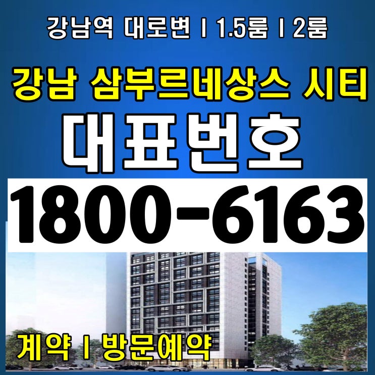 강남역 대로변 1.5룸, 강남 삼부 르네상스 시티 오피스텔 분양가~