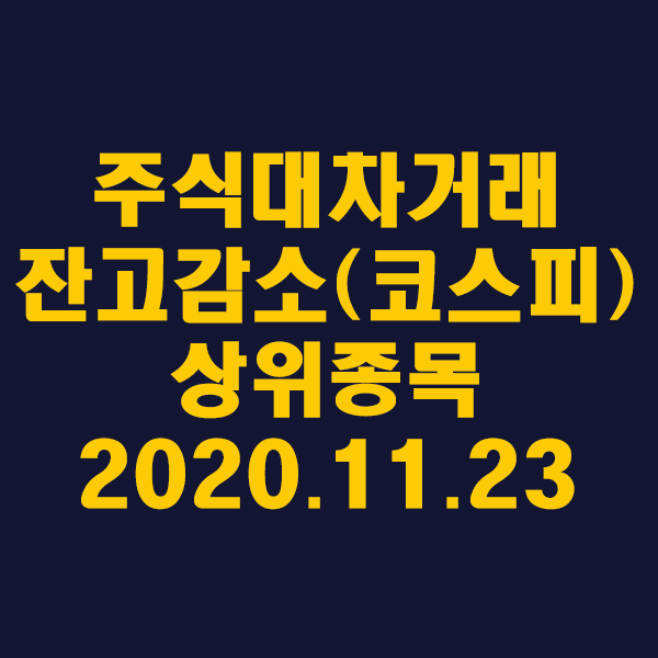 주식대차거래 잔고감소 상위종목(코스피)/2020.11.23