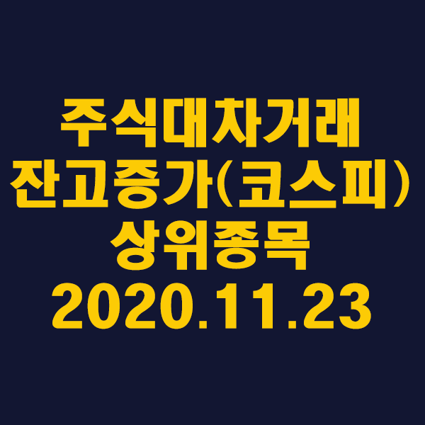 주식대차거래 잔고증가 상위종목(코스피)/2020.11.23