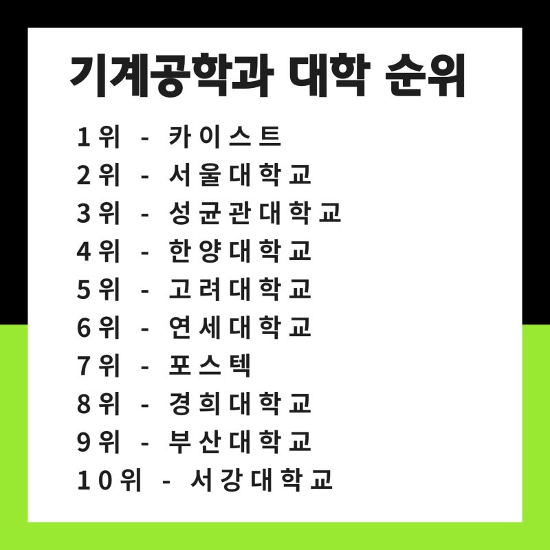 기계공학과 전망 및 대학 순위! 알고 진학하자 : 네이버 블로그