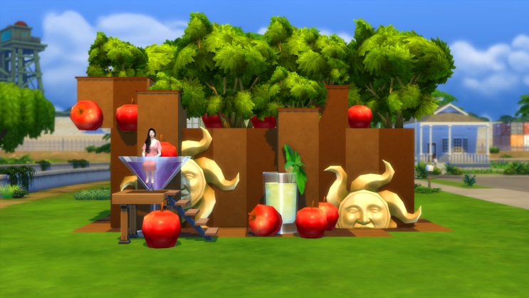 심즈 4 플레이 ] 사과나무 와인바 무료 시식회 ] NPC에게 칵테일 베풀어드립니다 ] Sims4 Build Apple Tree Wine Bar House ]