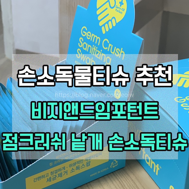 [손소독 물티슈 추천] 비지앤드임포턴트 점크러쉬 낱개 손소독티슈