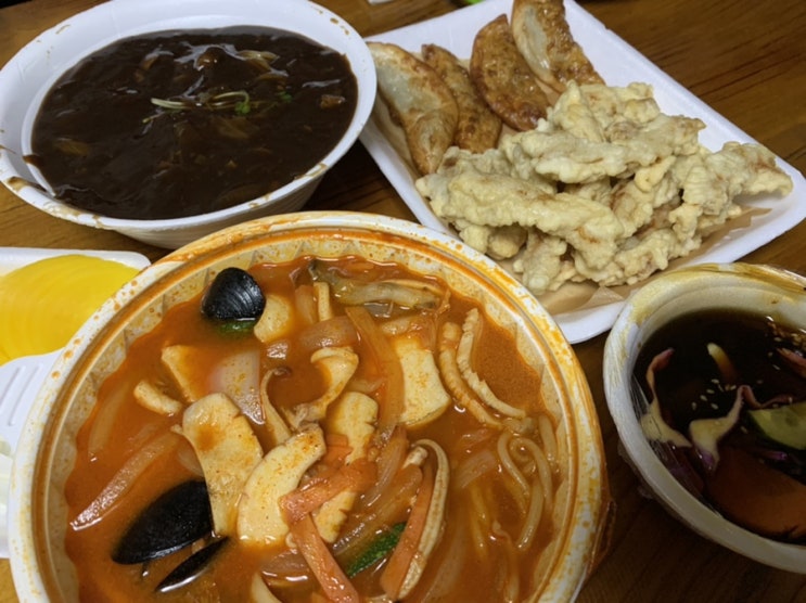  당동맛집] 포장되는 군포중국집 "신북경" : 짜장+짬뽕+탕수육+군만두 세트 포장픽업~!