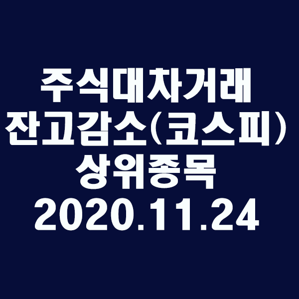  주식대차거래 잔고감소 상위종목(코스피)/2020.11.24