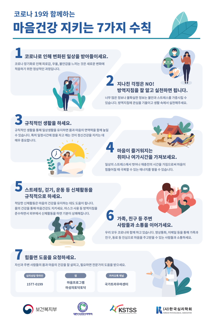  코로나19 확산과 마음건강 지키는 7가지 수칙