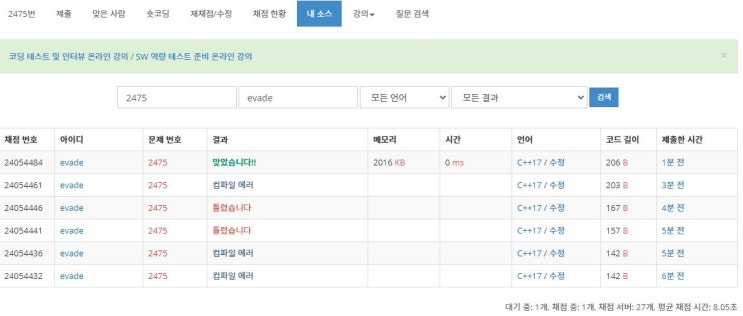  2475) 검증수 - C++