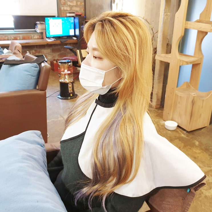  붙임머리저렴 하게 발레아쥬 솜브레 했어요