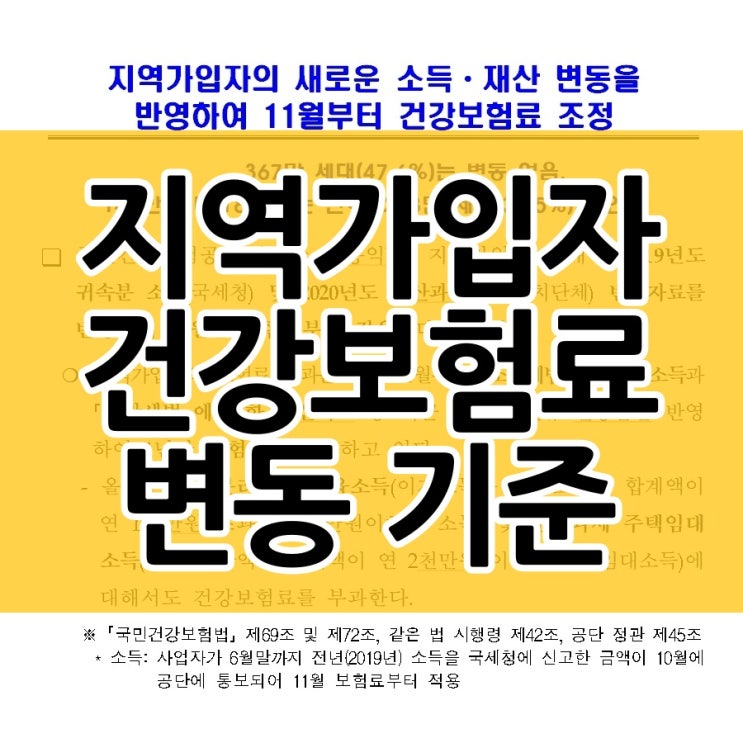  지역가입자 건강보험료 소득과 재산 반영 기준은?