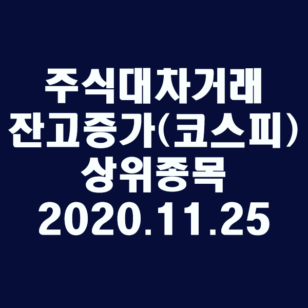 주식대차거래 잔고증가 상위종목(코스피)/2020.11.25