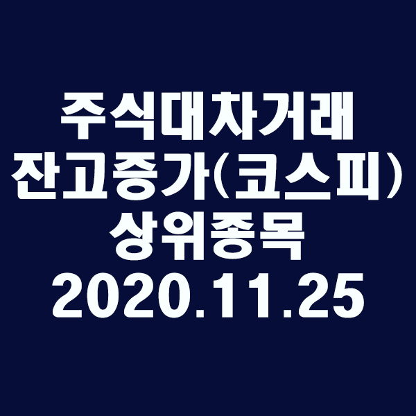  주식대차거래 잔고증가 상위종목(코스피)/2020.11.25
