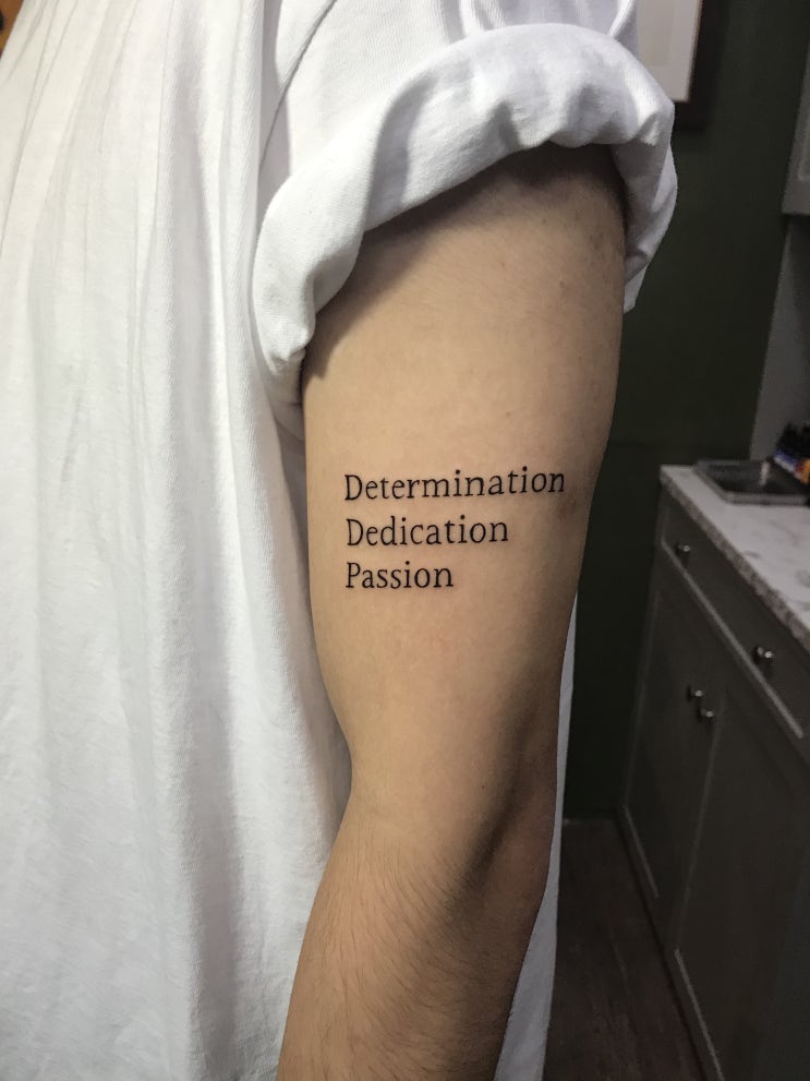  [의정부 레터링타투] Determination Dedication Passion 레터링타투 팔타투 레터링문구추천