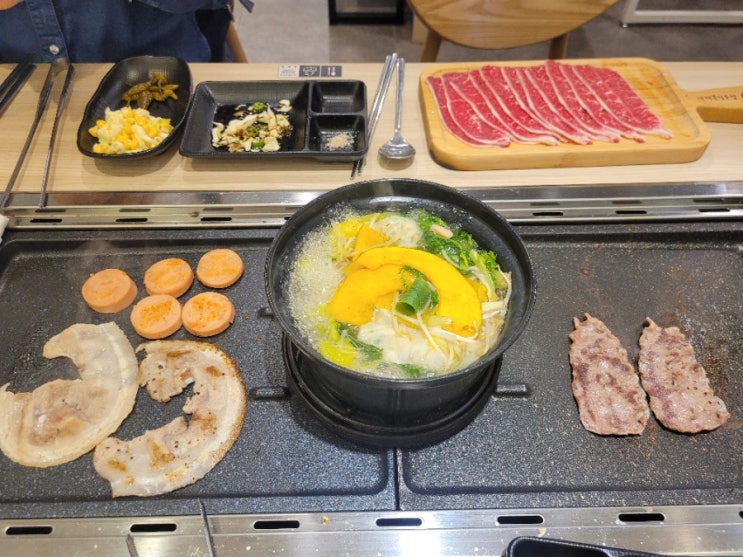  [명일동맛집] 투인원 맛 꽃삼겹전문점 + 야채샤브샤브 무한리필 대패꽃필무렵