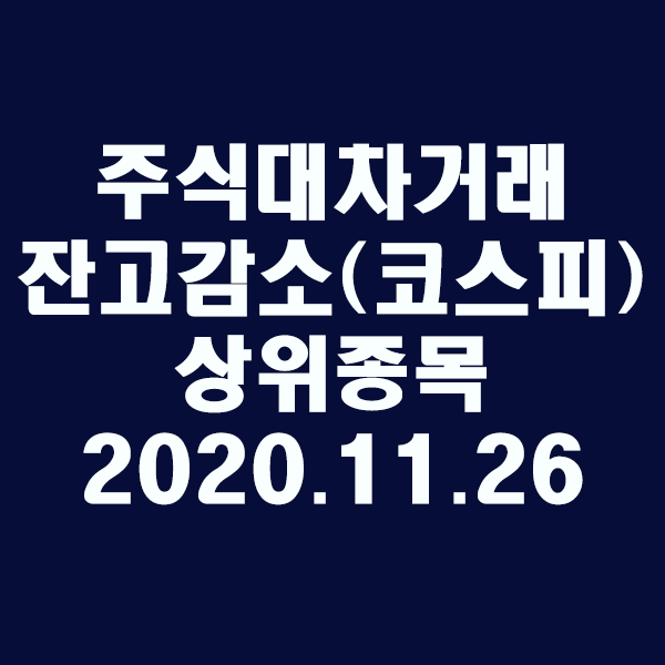 주식대차거래 잔고감소 상위종목(코스피)/2020.11.26