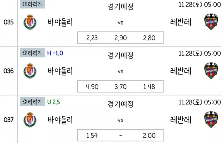 2020.11.27 라리가 바야돌리드 레반테